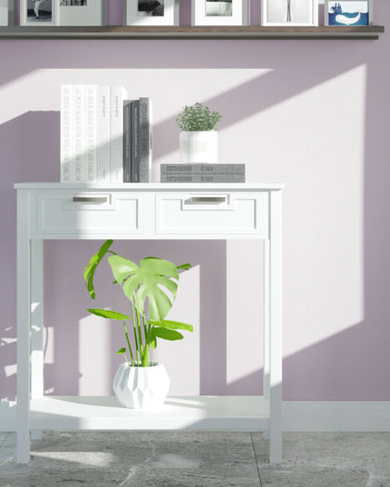 Console Sofa Table with 2 Drawers and Bottom Shelf