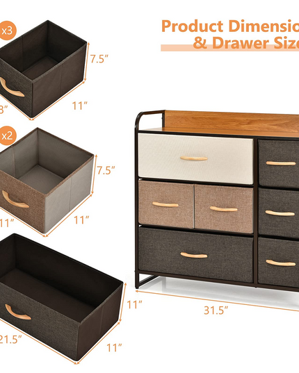 Giantex 7 Drawer Dresser Storage Tower with Fold-able Fabric Drawers
