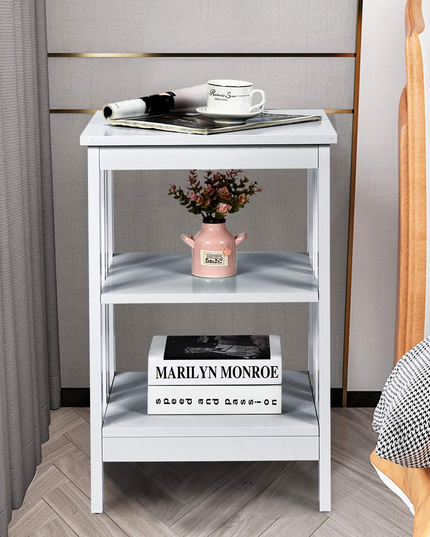 Giantex Nightstand 3-Tier Sofa Side Table W/Reinforced Bars and Stable Structure