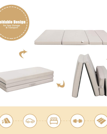 Giantex 4" Thick Folding Portable Mattress Pad Sofa Bed with Carrying Handles
