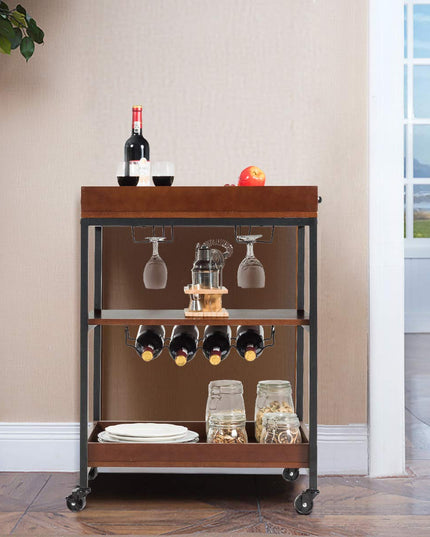 Giantex Kitchen Island Cart Rolling Industrial Style, Rustic Brown