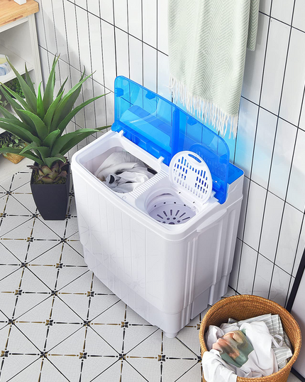 Semi-Automatic Wash and Spin Cycle for Apartment Dorm Camping RV (blue)