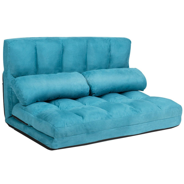 Adjustable Floor Sofa, Foldable Lazy Sofa Sleeper Bed 6-Position Adjustable,2 Pillows - Giantexus