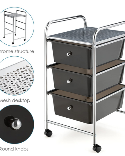 Giantex Rolling Cart with Drawers, Craft Organizer with Wheels, 3 Drawer Storage Container Bins