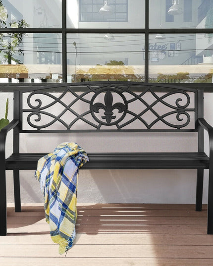 Giantex 50inch Patio Garden Bench,Outdoor Loveseat with Pattern Backrest