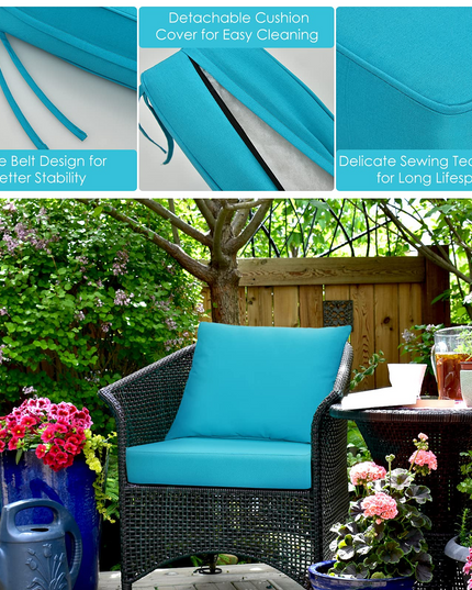 Giantex Patio Cushion Set with Pillow, Deep Seat and Back Cushion