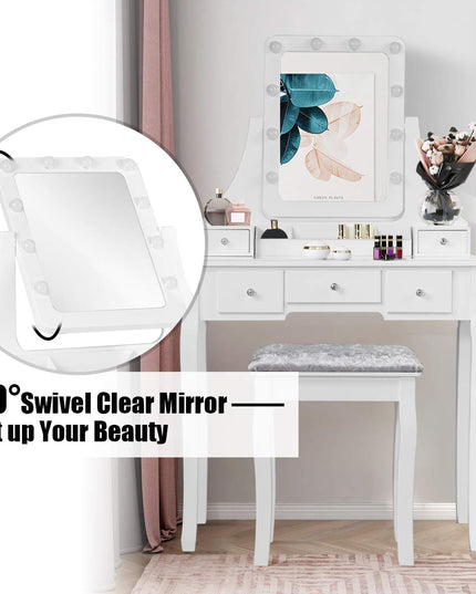 CHARMAID | LED Vanity Set with 10 Dimming Light Bulbs - Giantexus
