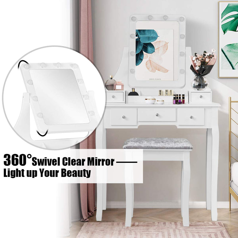 CHARMAID | LED Vanity Set with 10 Dimming Light Bulbs - Giantexus