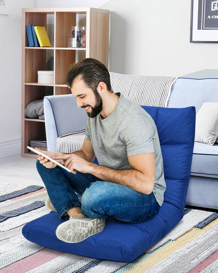 Adjustable Floor Gaming Sofa Chair 14-Position Cushioned Folding - Giantexus