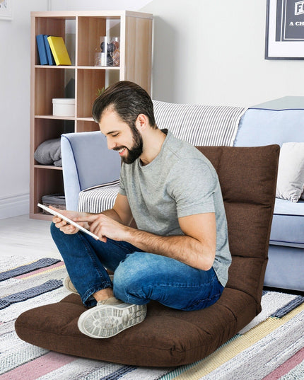 Adjustable Floor Gaming Sofa Chair 14-Position Cushioned Folding - Giantexus
