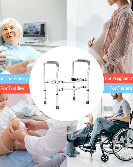 Toilet Safety Rail Free Standing Safety Assist Frame W/ 360 degree Rotatable Clip