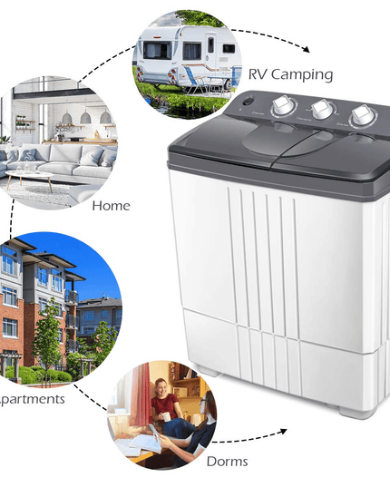 20Lbs Capacity (12Lbs Washing and 8Lbs Spinning), Compact Portable Washing Machine, Mini Laundry Washer for Apartment and Home - Giantexus