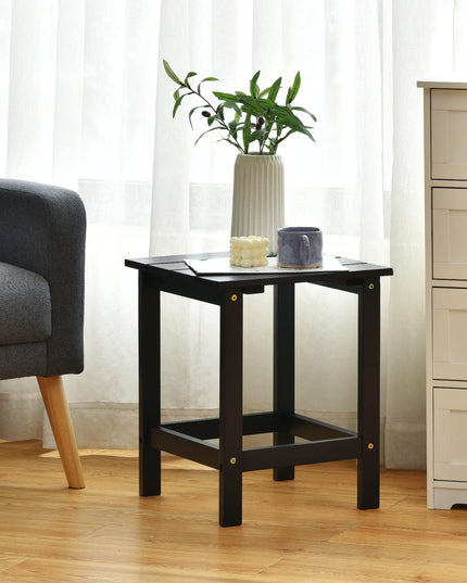Outdoor Side Table, 15 Square Wood End Table with Slatted Design