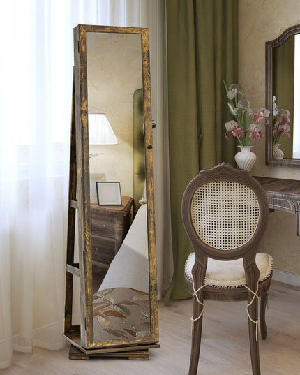 CHARMAID | 360-degree Rotating Jewelry Armoire with Higher Full Length Mirror - Giantexus