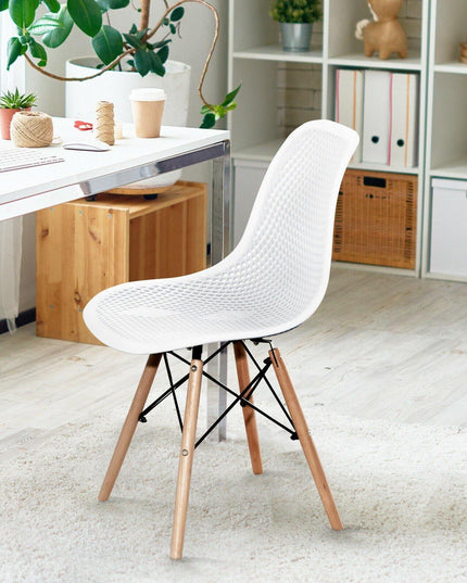 Giantex Set of 2 or 4 Modern Dining Chairs, Shell PP Lounge Side Chairs w/ Mesh Design - Giantexus