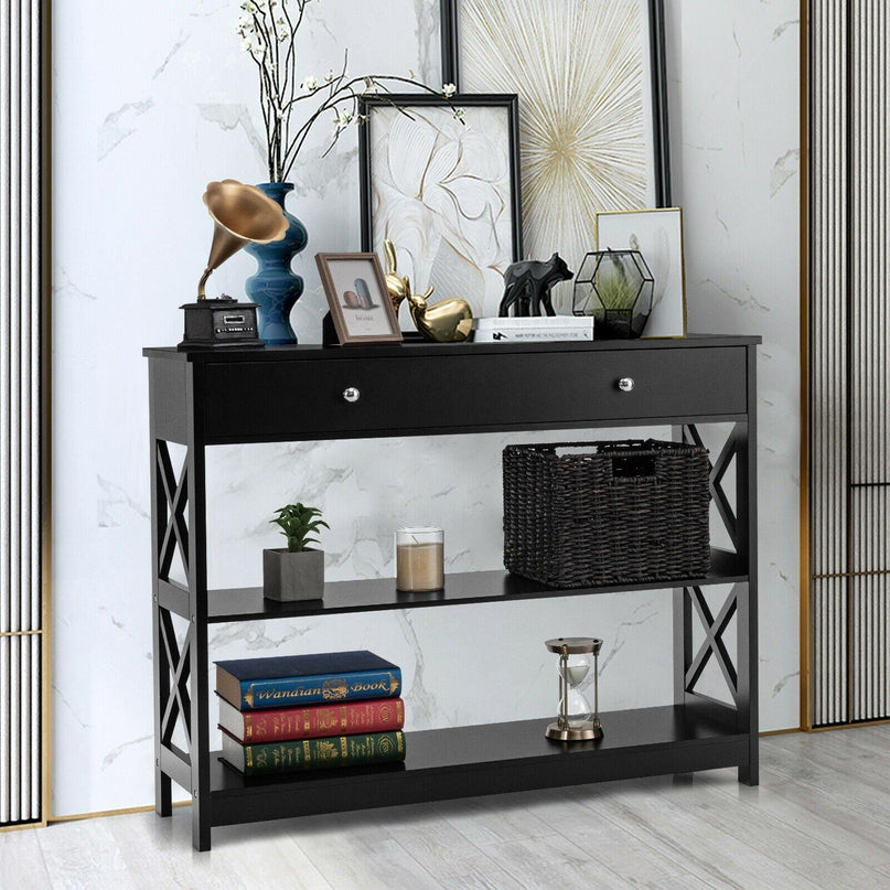 3-Tier Console Table with Drawers - Giantexus