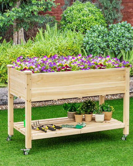 Raised Garden Bed on Wheels, 47.5" L X 23.5" W X 33" H