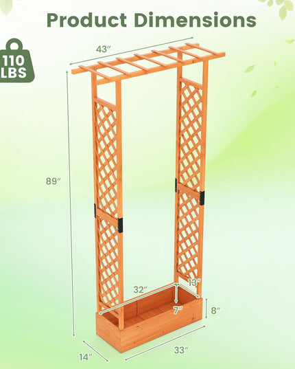 Giantex 89”Wooden Raised Garden Bed with Trellis & Hanging Roof