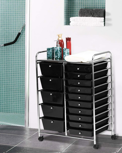 15-Drawer Organizer Cart Office School Rolling Storage Cart - Giantex