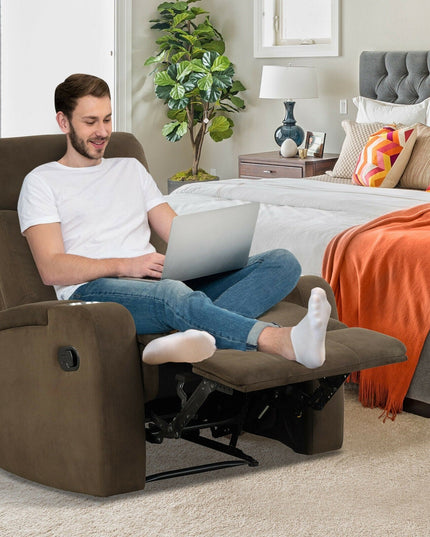 Recliner Chair with Cup Holders, Fabric Reclining Chair Manual Recliner Chair