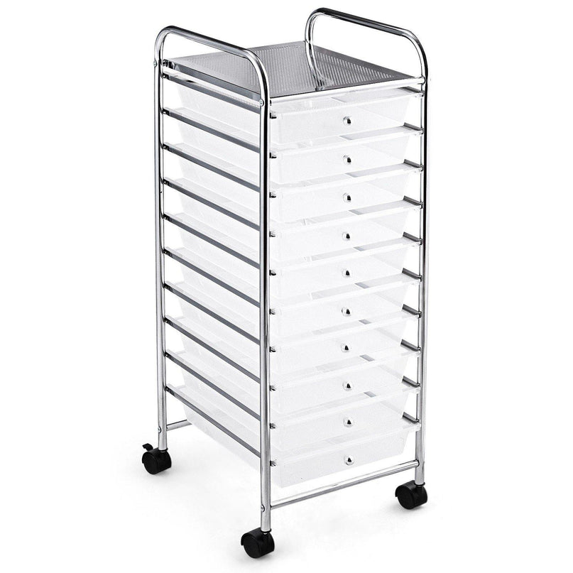10 Drawer Rolling Storage Cart Scrapbook Paper Office School Organizer - Giantexus