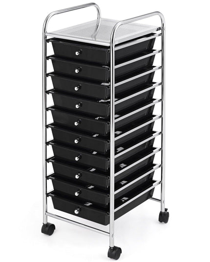 10 Drawer Rolling Storage Cart Scrapbook Paper Office School Organizer - Giantexus