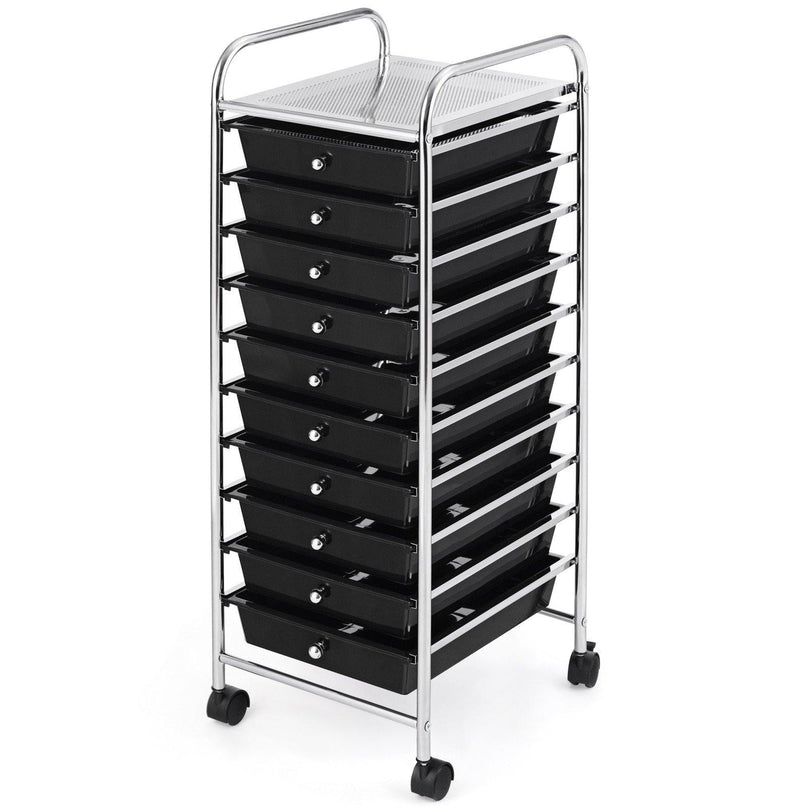10 Drawer Rolling Storage Cart Scrapbook Paper Office School Organizer - Giantexus