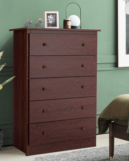 Giantex 5 Drawer Chest, Storage Dresser, Wooden Clothes Organizer