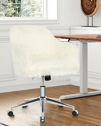 Fluffy Faux Fur Vanity Chair - Giantex