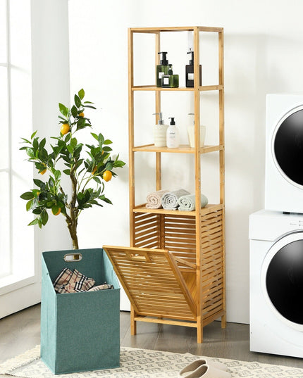 63" Tilt Out Laundry Hamper and 4-Tier Storage Shelves