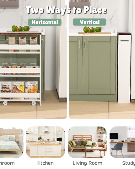 Giantex Kitchen Slim Storage Cart 4 Tier, Rolling Side Storage Cabinet w/Handle