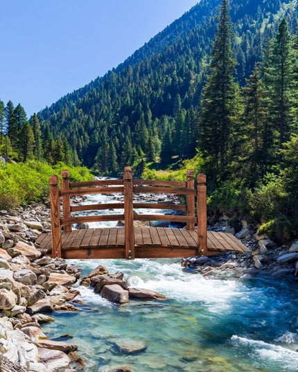 Giantex 5 Ft Wooden Garden Bridge, Stained Wood/Natural Wood  Garden Bridge