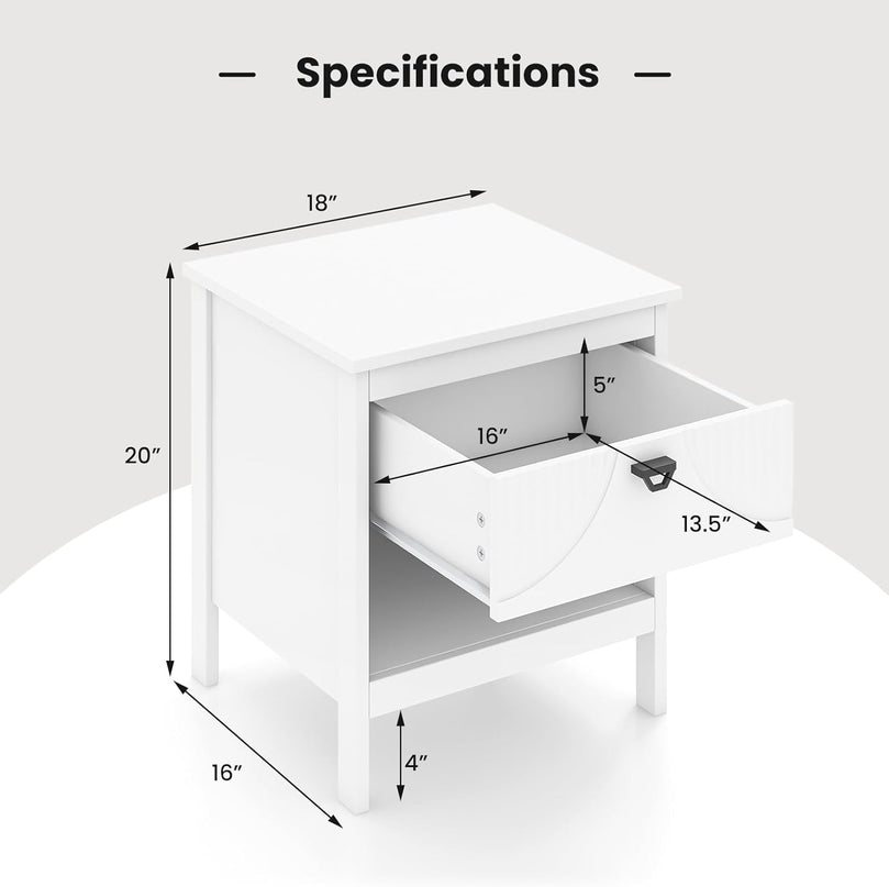 Giantex Modern Nightstand with Drawer with Storage for Bedroom Small Place