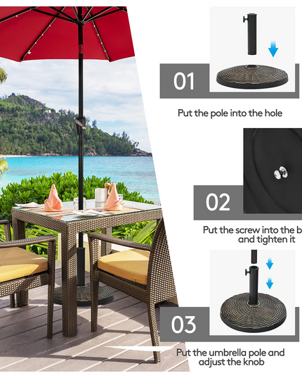 Giantex Round Patio Umbrella Base for 1.5" or 1.9" Diameter Pole, 27 lbs Heavy-Duty Resin Outdoor Umbrella Stand