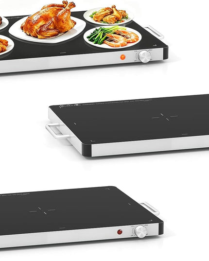 Plateau chauffant électrique Giantex 53 x 40 cm - Serveur de buffet et chauffe-plat en verre trempé