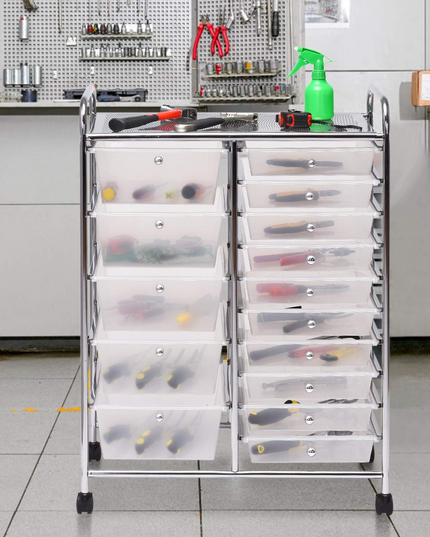 15-Drawer Organizer Cart Office School Rolling Storage Cart - Giantex