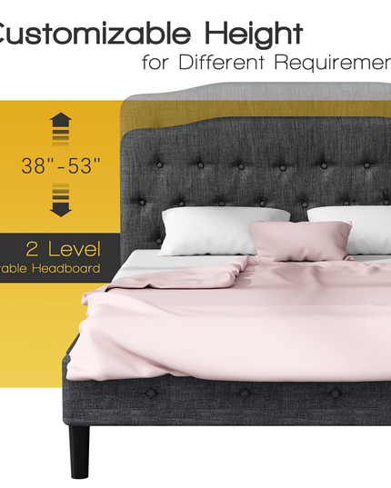 Giantex Upholstered Headboard, Button Tufted Headboard, Queen Size