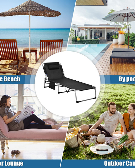 Giantex Lounge Chair Chaise Lounger, Beach Recliner with Mattress