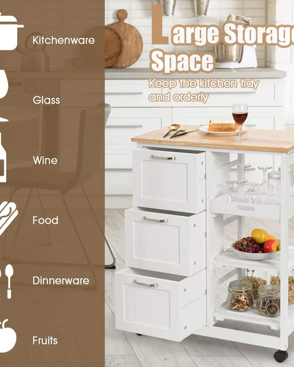 Giantex Kitchen Island Cart, Home Bar Serving Cart