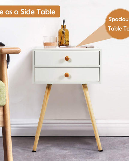 Giantex Nightstand W/2 Drawers for Bedroom