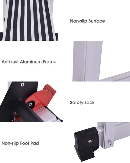 Giantex Aluminum Platform Non-Slip Folding Work Bench Drywall Stool Ladder 330lbs Capacity