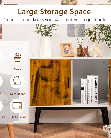 Giantex Floor Storage Cabinet Buffets Sideboard Vintage Accent Cabinet
