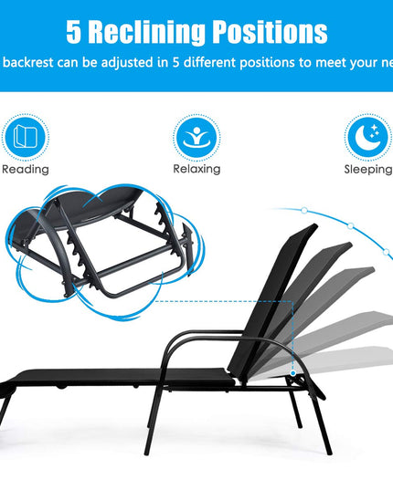 Giantex 2 Pcs Outdoor Chaise Lounge Chair