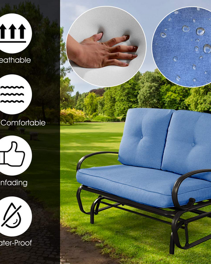 Giantex Loveseat Outdoor Patio Rocking Glider Cushioned 2 Seats