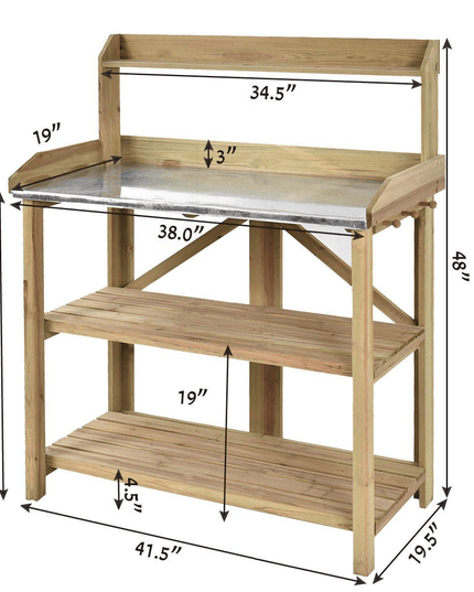 Giantex Outdoor Garden Wooden Potting Work Bench Station Planting Workbench (Light Cyan) - Giantexus