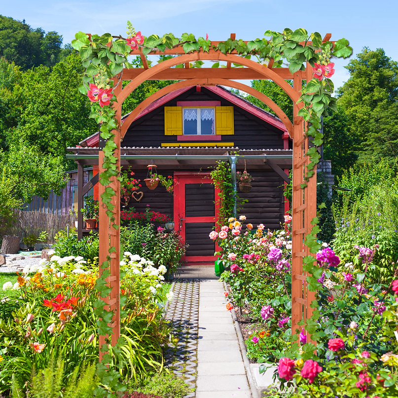 Giantex 85in Wood Arbor Wedding Arch Garden Trellis Pergola Arbor