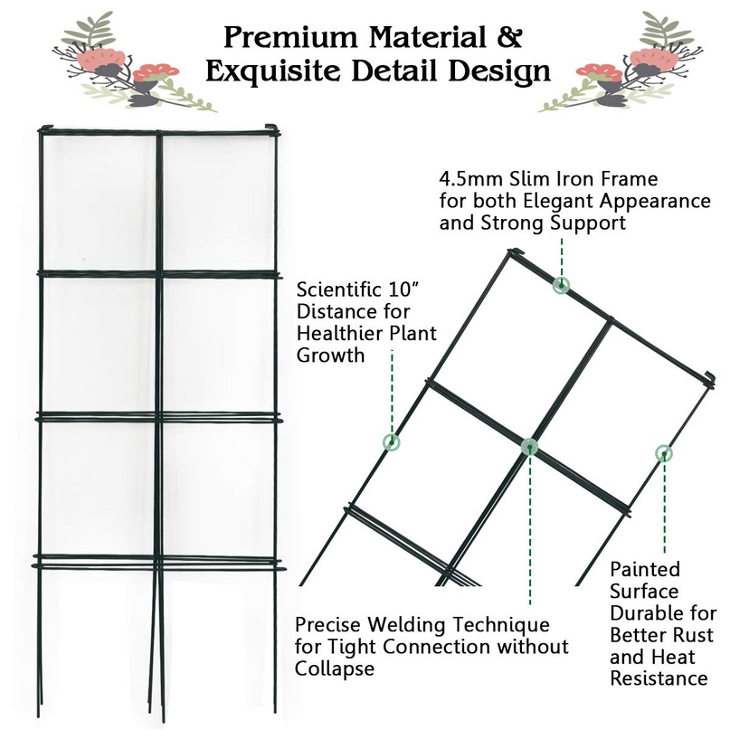 Giantex Pack of 4/8 Plant Cage Support, Tomato Stakes and Cages (16''Lx 16''Wx 39''H)