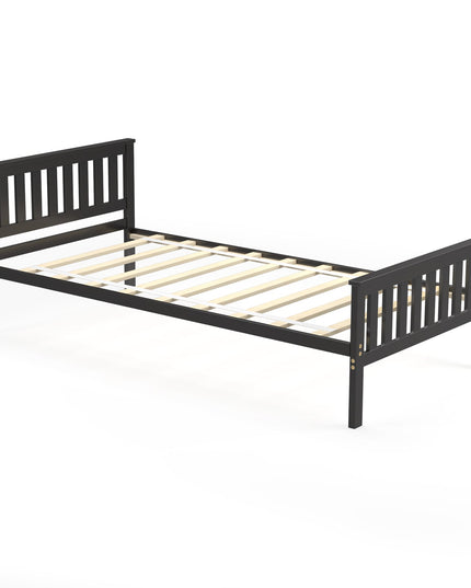 Easy Assembly Twin Size Wood Platform Bed with Headboard