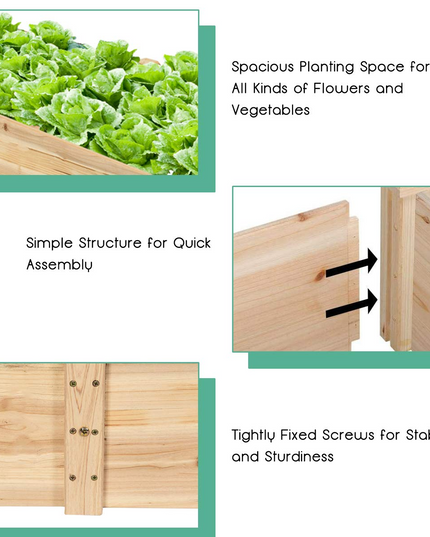 Raised Garden Bed Wood Planter Box, ( 97" x 25" x 10" )