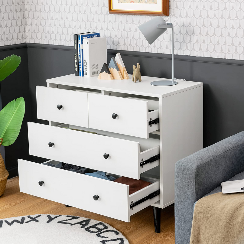 Giantex 4 Drawer Chest Dresser w/Spacious Drawers & Metal Handles